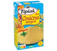 TIPIAK - Couscous moyen - Semoule de Blé Roulée et Cuite à la Vapeur · Prêt dès 4 Minutes - le paquet de 500g - Le Lot De 4