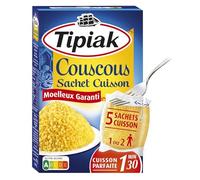 TIPIAK - Couscous Sachet Cuisson Moelleux Garanti - Cuisson parfaite 1min30 - les 5 sachets de 100 g - 500g - Le Lot De 4