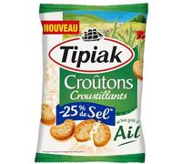 TIPIAK Croutons Croustillants Ail -25%, Découvrez la saveur délicate de lail avec cette version croustillante, lot de 80g - Lot De 4