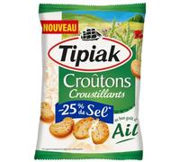 TIPIAK - Croutons Croustillants Ail -25% Sel 80G - Lot De 4