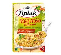 TIPIAK - Méli-Mélo Gourmand Blé Lentilles Orge Pois - Bouillon de légumes · Prêt en 10 min - les 2 sachets de 165 g - 330g - Le Lot De 4
