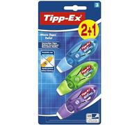 Tipp-Ex Micro Tape Twist Rubans Correcteurs 8m x 5mm (Parfait pour l'école et au Bureau) - Couleurs Assorties, Blister de 2+1
