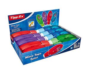 Tipp-Ex Micro Tape Twist - Rubans Correcteurs Très Résistants et Pratiques de 8 m x 5 mm - Corps Couleurs Assorties, Boîte de 10