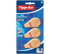 Tipp-Ex Mini Pocket Mouse Rubans correcteurs - Optimal pour matériel scolaire - 6 m x 5 mm - Motifs bois, lot de 3