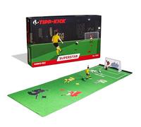 TIPP-Kick Jeu de Football Superstar avec Terrain de Jeu en Feutre (63 x 22 cm) - Challenge pour 2 Joueurs, Figurines en Zinc peintes à la Main et But, Jeu de Baby-Foot pour Fans