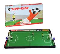 TIPP-KICK Junior Cup avec bordure 82x56 cm - Set de football de table prêt-à-jouer avec 2x joueurs, 2x gardiens, 2x buts en plastique, 2x ballons I Tapis de jeu feutre - Jeux simulation foot figurine