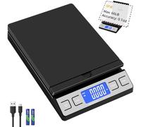 TIPRE Balance d’expédition numérique avec support enveloppes rabattable, 39 kg/3 g précision, pour colis, petites entreprises, poste. Fonctions maintien et tare, batterie et câble Type-C inclus - Noir