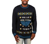 Tipsy Elves Pull pour homme Hanukkah trop clair pour quitter la lumi re Bleu dr le de vacances - bleu - Taille M