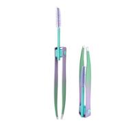 Tiptes à sourcils avec pinceau, pincettes pour femmes poils du visage - 2 en 1 Clip de sourcils en acier inoxydable avec pinceau - Outil de cumtte des cheveux réutilisable, faux applicateur de cils, o