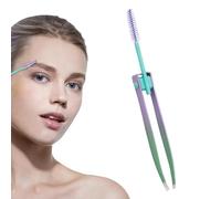 Tiptes à sourcils avec pinceau, pincettes pour femmes poils du visage - 2 po Clip à pinceau en acier inoxydable pour les sourcils avec - Brosse à double paupière, faux applicateur de cils, épi