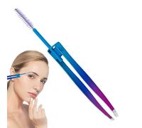 Tiptes à sourcils avec pinceau, pincettes pour femmes poils du visage,2 po Clip à pinceau en acier inoxydable pour les sourcils avec - Outil de cueillette de cheveux, faux applicateur de cils