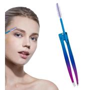 Tiptes à sourcils avec pinceau, pincettes pour femmes poils du visage | 2 pouces de sourcils en acier inoxydable avec pinceau | Brosse à double paupière, faux applicateur de cils, épilation à cheveux