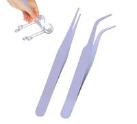 Tiptes d'autocollants d'album | Ensemble 2PCS de coude en acier inoxydable et pincettes droites avec couvertures protecteurs | Parfait pour l'artisanat de bricolage, le scrapbooking, l'application de