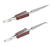 Tiptes de précision Culnflun, pincettes inversées de 2pcs avec poignée en bois pour fabriquer des électroniques, artisanat, soudage, travail expérimental, réparation de bijoux