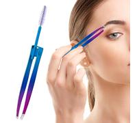 Tiptes pour les poils du visage pour femmes, pincettes de sourcils pour femmes,2 en 1 Clip de sourcils en acier inoxydable avec pinceau | Épilation incarné, pinceau à doubles paupières, faux applicate