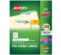 tiquettes de dossiers vertes Avery pour imprimantes laser et jet d'encre avec technologie TrueBlock 2/3 pouces x 3-7/16 pouces, bo te de 1 500 (