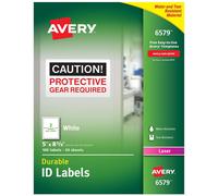 tiquettes d'identification durables Avery 6579, laser permanent, 5 po x 8-1/8 po, 100/bo te, WE