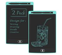 TIQUS Lot de 2 tablettes d'écriture LCD de 21,6 cm avec bouton de verrouillage de la mémoire, bloc-notes respectueux de l'environnement pour adultes, bleu clair
