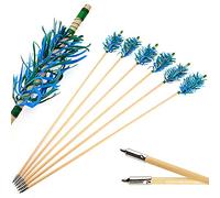 Tir à l'arc Flèche en Bois Traditionnel Flu-Flu Flèches 32 pouces Flèches Grippe-Grippe Flèches de Chasse avec Enveloppement Spirale Plumes Naturelles pour la Chasse au Petit Gibier (Couleur 9, 12pcs)