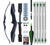 Tir à l'arc Takedown Arc Classique et flèche Adulte Ensemble débutant droitier Long Arc Kit pour la Pratique de tir à la Cible en Plein air (40 LB)
