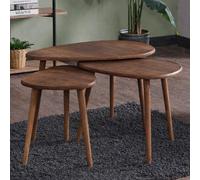 Tira set de 3 tables gigognes design effet noyer