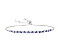 Tirafina Bracelet Bolo réglable en argent sterling précieux et saphirs blancs, facile à mettre et à enlever, taille de poignet 15,2 cm, 17,8 cm et 20,3 cm, bleu saphir, rubis, émeraude et saphir blanc