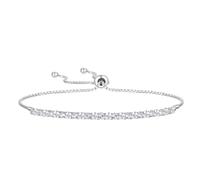 Tirafina Bracelet Bolo réglable en argent sterling précieux et saphirs blancs, facile à mettre et à enlever, taille de poignet 15,2 cm, 17,8 cm et 20,3 cm, bleu saphir, rubis, émeraude et saphir blanc