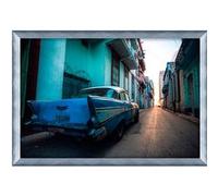 Tirage encadré sur aluminium 50's car 90x60 cm CEANOTHE 60x90 cm Bleu - Fabriqué en France Bleu G