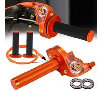 Tirage Rapide Moto Ensemble d'Accélérateur Moto 22 mm avec Câble Orange | 50cc-250cc，Commande de Gaz à Tirage Rapide, Guidon 22 mm, Câble d'Accélérateur Inclus, Compatible avec Moto Cross Scooter