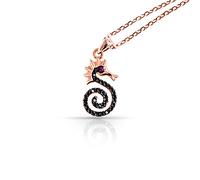 Tiramisu | Collier Hippocampe | Bijoux Femme | Argent Sterling 925 Plaqué Or Rose avec Zircones Cubiques | Chaîne avec Pendentif | Collier Elancé | Boîte Cadeau Fin e Elégant | Sans Nickel | 40+5cm