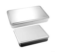 Tiramisu Lot de 33 plateaux rectangulaires en acier inoxydable pour la cuisson de gâteaux, lasagnes, cheesecakes et aliments réfrigérés avec couvercle