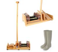 FISHTEC -Tire Bottes / 4 Brosses - Retire Botte Extérieur ou Intérieur avec Mât d'équilibre et Brosse à Bottes - Grattoir à Chaussures - Pratique pour enlever Ses Bottes sans Effort - 90 CM - Bois