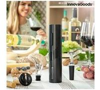 InnovaGoods - Tire-bouchon Électrique 4 en 1, Design Élégant et Moderne, Facile à Utiliser, Ensemble d'Accessoires pour Vin, Noir, Médiano, ABS