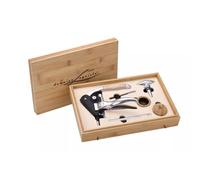 Tire-bouchon + accessoires pour le vin - Coffret bois - 6 pièces - Idée cadeau -