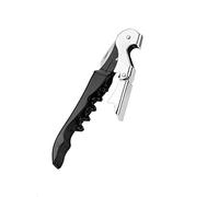 Tire-bouchon ailé, Ouvre-boîte en acier inoxydable, 12.1x2.1cm, poignée bois noir, ouvre-bouteille multifonction