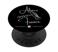 Tire-Bouchon Alsace France Vignoble Art Vin Drapeau Français PopSockets PopGrip Adhésif