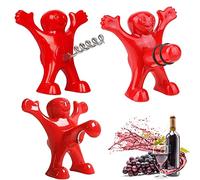 Tire Bouchon Cadeau Homme Femme, 3 Pack Ouvre-Bouteille Ensemble Bouchon de Vin, Bouchon Bouteille Vin, Tire Bouchon Drole, Décapsuleur de Bière, Hommes Rouges Tire-Bouchons pour Home Party Bar