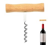 Tire-bouchon classique - Ouvre-style en T, manche en bois à l'ancienne, en acier inoxydable, action de vissage lisse, mécanisme de traction fiable, outil de boisson vintage durable | Idéal