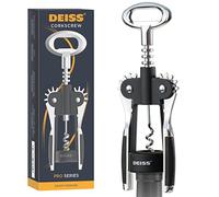 Tire-bouchon Deiss PRO Wing Tire-bouchon - Tire-bouchon et ouvre-bière 2 en 1 - Le moyen le plus simple d'ouvrir les bouchons de bouteille de vin - Ouvre-bouteille fiable et robuste