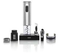 HAEGER LUCCA PACK - Décapsuleur de vin rechargeable, support de charge élégant avec coupe-capsule + 4 accessoires, tire-bouchon transparent, puissance 2W