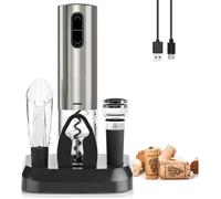 Tire Bouchon Électrique, Ouvre Bouteille Électrique Rechargeable avec Socle, Coffret avec Coupe-capsule, Aérateur de Vin