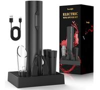 Tire bouchon electrique rechargeable, ouvre bouteille electrique idee cadeau anniversaire homme femme avec bec verseur aérateur, 2 bouchon vin vide air, coupe-fil et câble de chargement USB