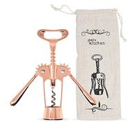 Tire bouchon élégant et pratique - Ouvre bouteille de vin de luxe en alliage de zinc rose doré avec sac de rangement - Tire bouchon original polyvalent pour retirer efficacement bouchons et capsules