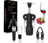 Tire-bouchon en acier inoxydable 4 pièces, dispositif manuel à ailettes avec construction robuste, accessoire de bar de qualité supérieure, solution fiable et robuste pour enlever le pour les