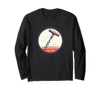 Tire-Bouchon Graphique Vintage - Design Classique Amateur de vin Manche Longue