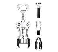 Tire bouchon Multifonction professionnel en acier inoxydable,Équipé Bouchon Sous Vide,Verseur et Coupe-Capsule, Tire Bouchon à Levier et Décapsuleur,Kit Complet pour Vin et Bouteilles,durable Pratique