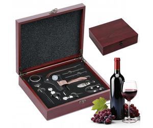 Tire Bouchon, Ouvre Bouteilles de Vin avec Coffret Cadeau, Set Tire Bouchons Sommelier 9 pièces avec Levie-lapin,Coupe-Capsule,Verseur,Thermomètre à Vin,2 Bouchons,2 Vis Sans Fin,Anneaux Anti-Goutte