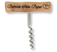 Tire-bouchon Personnalisé en Bois avec Gravure Laser | Manche en Bois Ergonomique & Embout Métal Solide | idéal pour Fête des Pères, Mariage, Baptême, Anniversaires & Amateurs de Vin