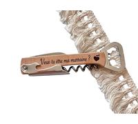 Tire-Bouchon Personnalisé en Bois, Décapsuleur Gravé 'Veux-tu être ma marraine ?', Cadeau Original pour parrain, marraine, témoin, papi, papa, tonton (Veux-tu être ma marraine ?)