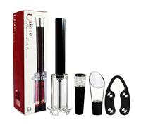 Tire Bouchon Pompe à Air 4-en-1,Tire-Bouchon à Pression d'air,Noir | Ouvre Bouteille,Coupe-Capsule, Bouchon Bouteille & Verseur pour Le Vin,Portable Vin Accessoire Sommelier
